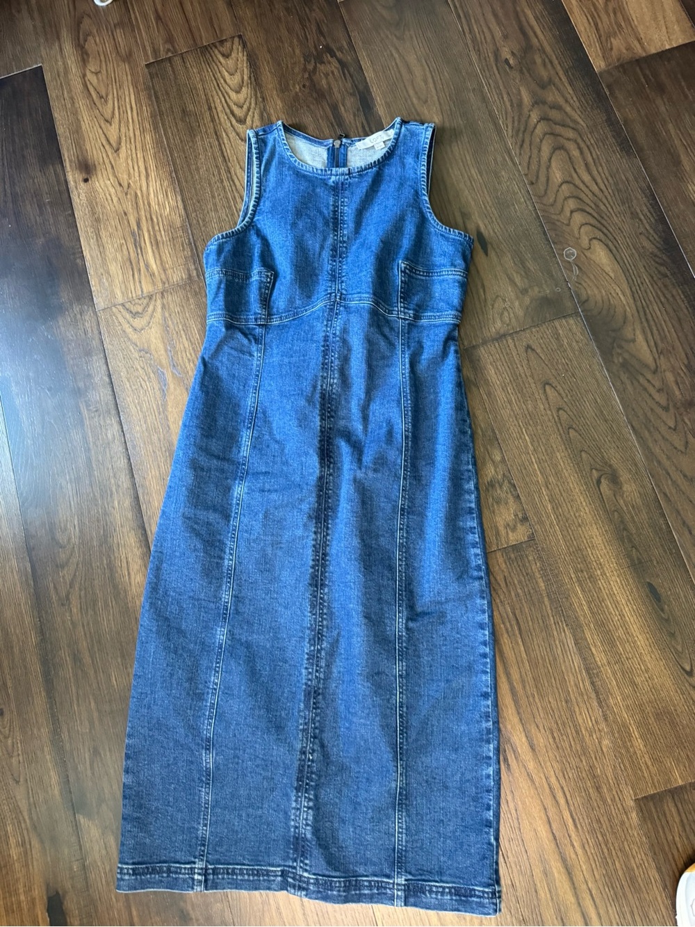 LOFT Sleeveless Denim Midi Dress in Blue